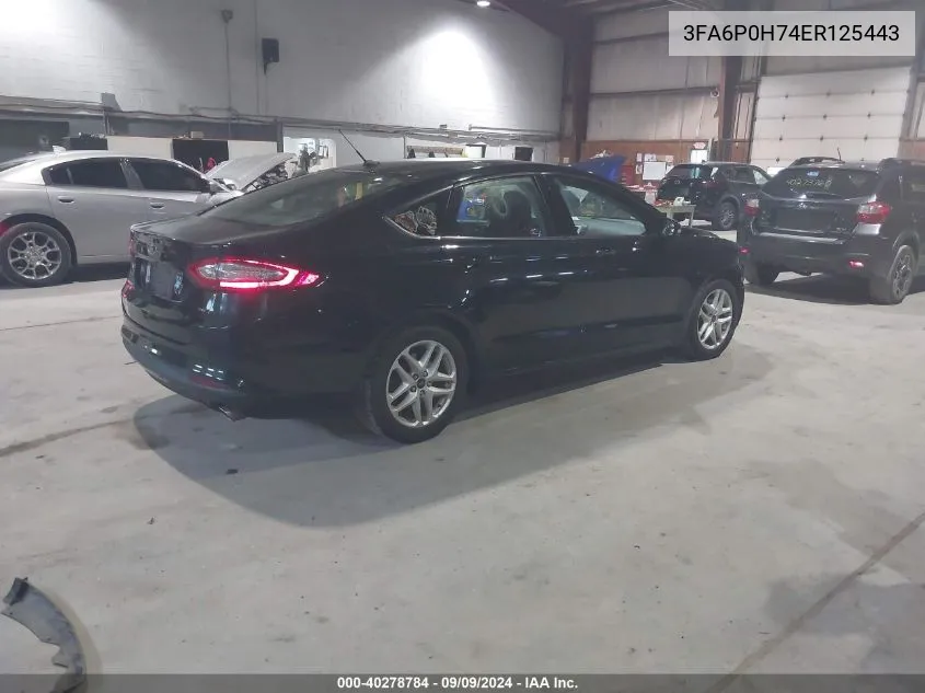 2014 Ford Fusion Se VIN: 3FA6P0H74ER125443 Lot: 40278784