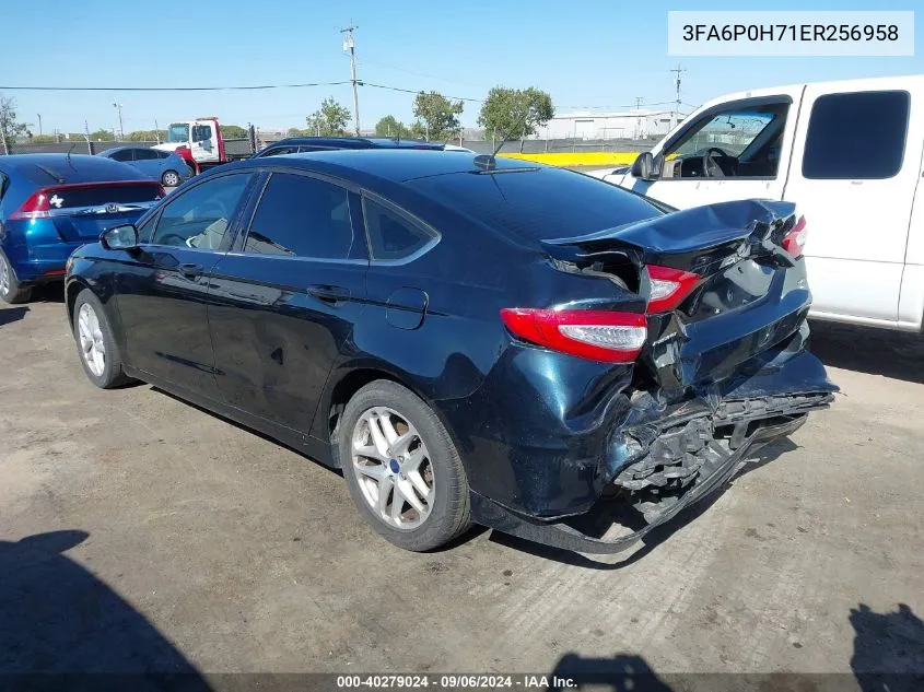 2014 Ford Fusion Se VIN: 3FA6P0H71ER256958 Lot: 40279024