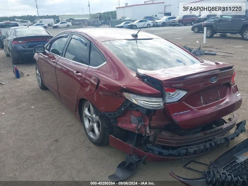 2014 Ford Fusion Se VIN: 3FA6P0HD8ER311220 Lot: 40280354