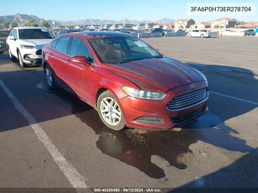 2014 Ford Fusion Se VIN: 3FA6P0H73ER278704 Lot: 40285495