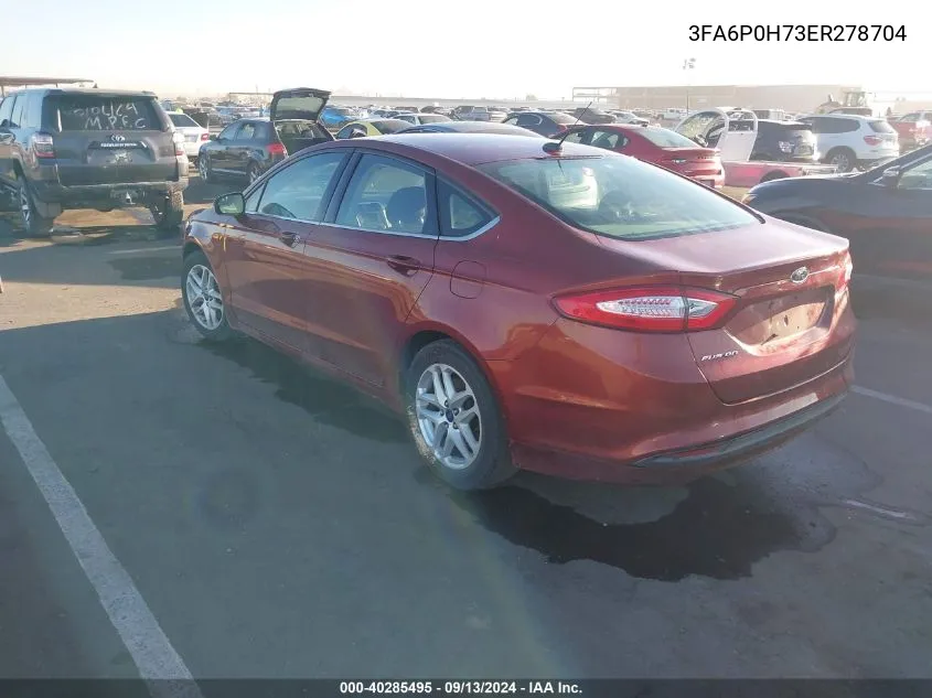 2014 Ford Fusion Se VIN: 3FA6P0H73ER278704 Lot: 40285495