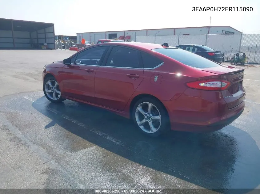 2014 Ford Fusion Se VIN: 3FA6P0H72ER115090 Lot: 40286290