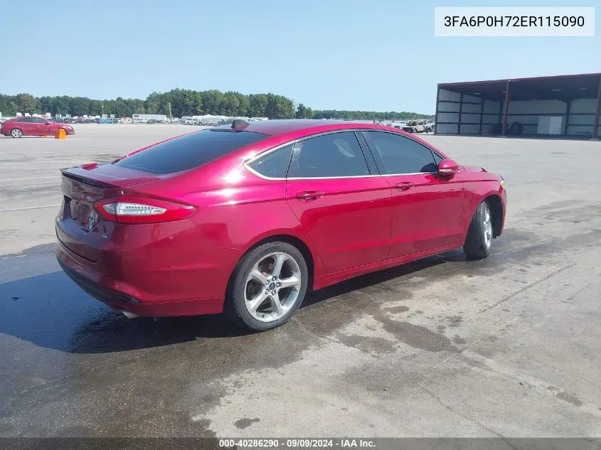 2014 Ford Fusion Se VIN: 3FA6P0H72ER115090 Lot: 40286290