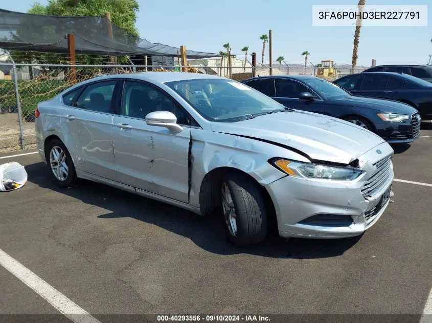 2014 Ford Fusion Se VIN: 3FA6P0HD3ER227791 Lot: 40293556