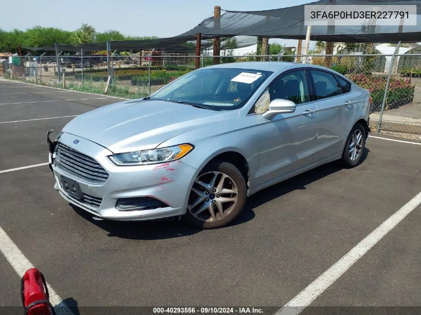 2014 Ford Fusion Se VIN: 3FA6P0HD3ER227791 Lot: 40293556