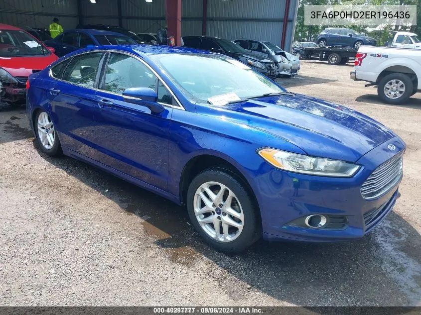 2014 Ford Fusion Se VIN: 3FA6P0HD2ER196436 Lot: 40297777