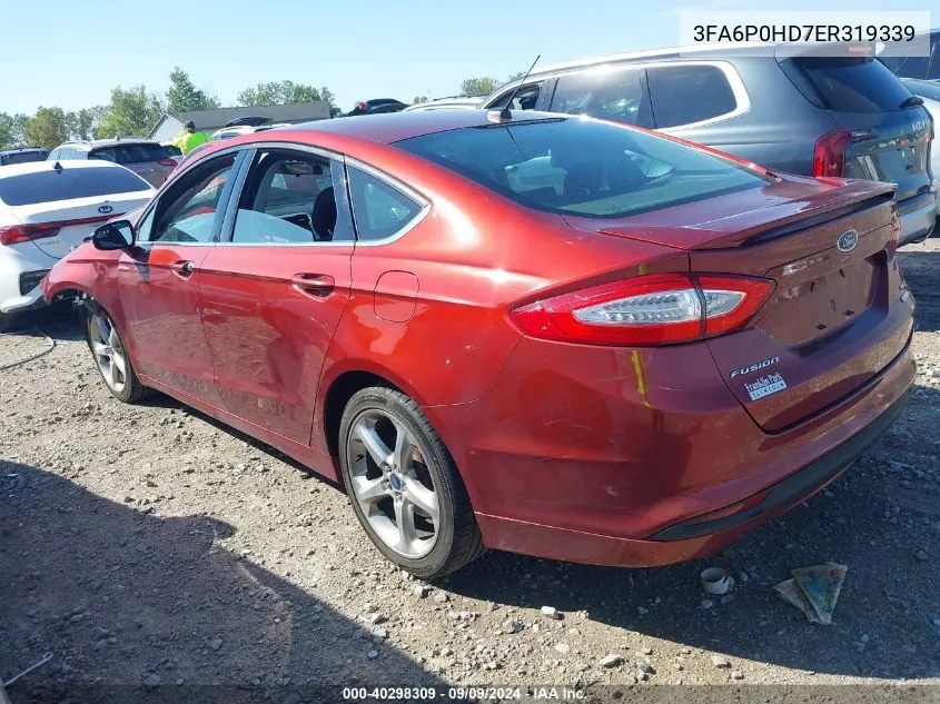 2014 Ford Fusion Se VIN: 3FA6P0HD7ER319339 Lot: 40298309