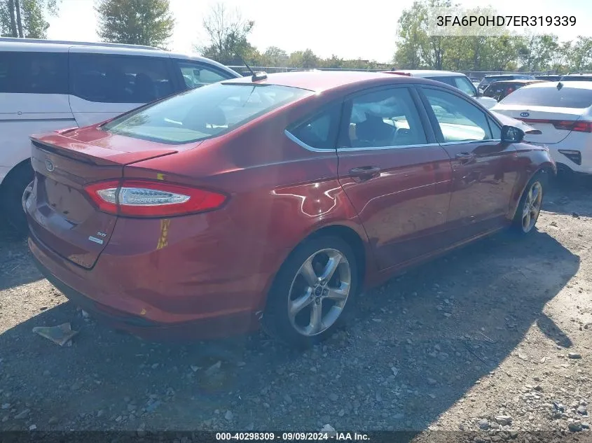 2014 Ford Fusion Se VIN: 3FA6P0HD7ER319339 Lot: 40298309