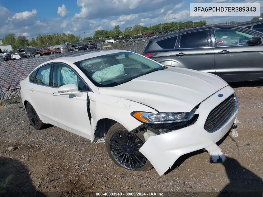 2014 Ford Fusion Se VIN: 3FA6P0HD7ER389343 Lot: 40303940