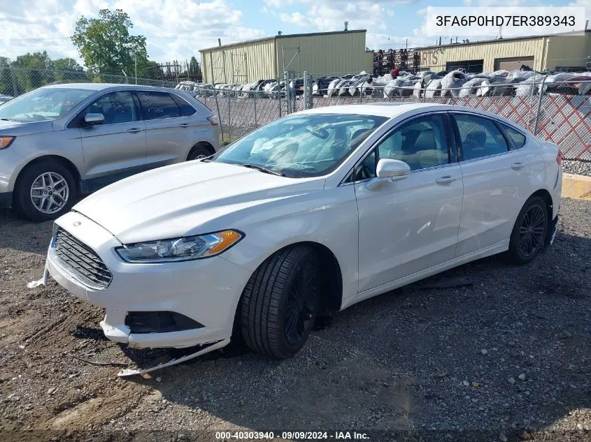 2014 Ford Fusion Se VIN: 3FA6P0HD7ER389343 Lot: 40303940