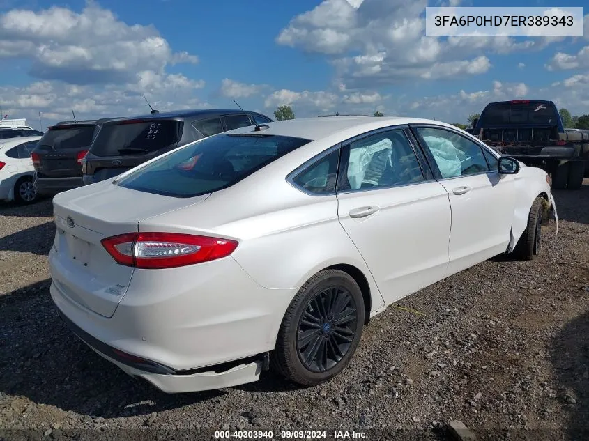 2014 Ford Fusion Se VIN: 3FA6P0HD7ER389343 Lot: 40303940