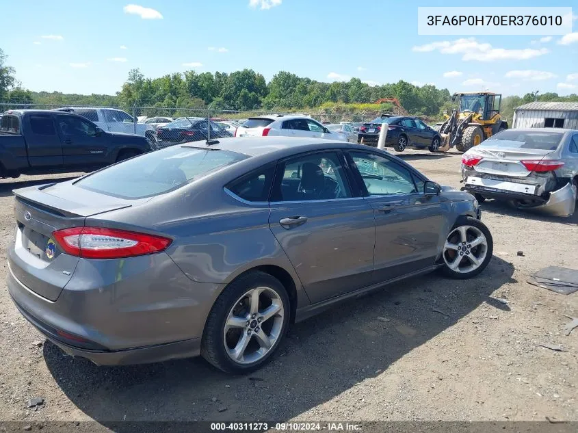 2014 Ford Fusion Se VIN: 3FA6P0H70ER376010 Lot: 40311273