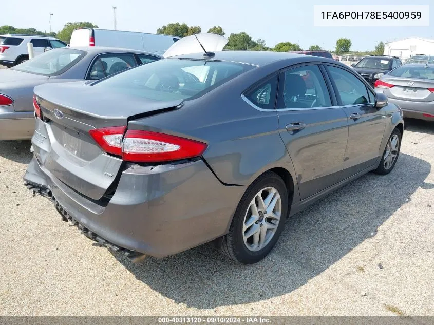 2014 Ford Fusion Se VIN: 1FA6P0H78E5400959 Lot: 40313120