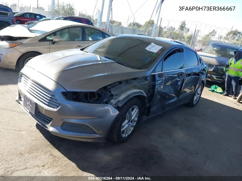 2014 Ford Fusion Se VIN: 3FA6P0H73ER366667 Lot: 40316264