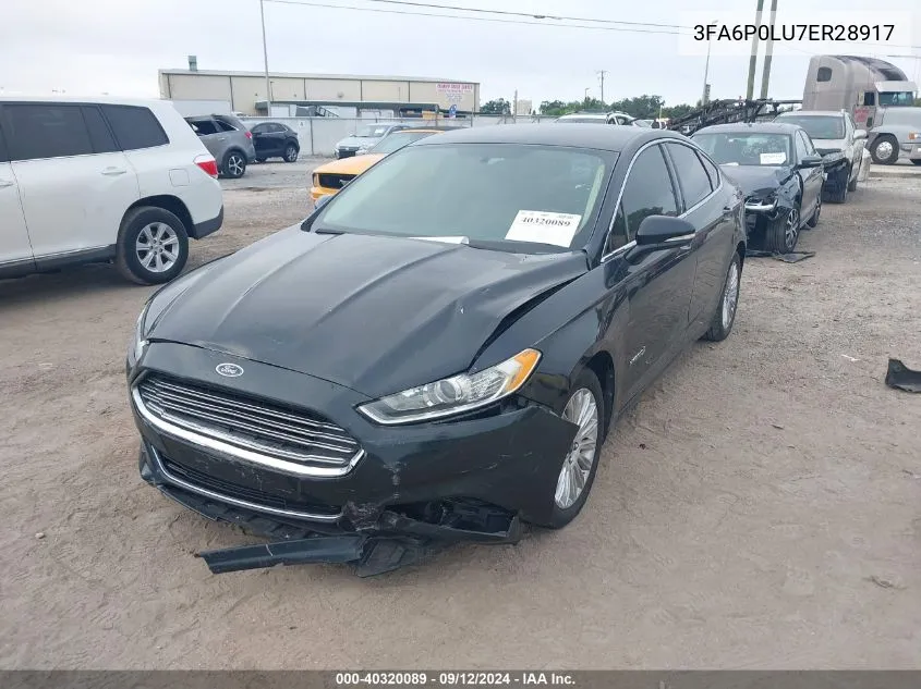 2014 Ford Fusion Se Hybrid VIN: 3FA6P0LU7ER28917 Lot: 40320089