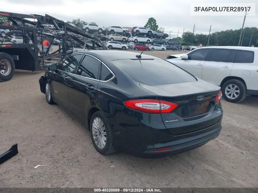 2014 Ford Fusion Se Hybrid VIN: 3FA6P0LU7ER28917 Lot: 40320089