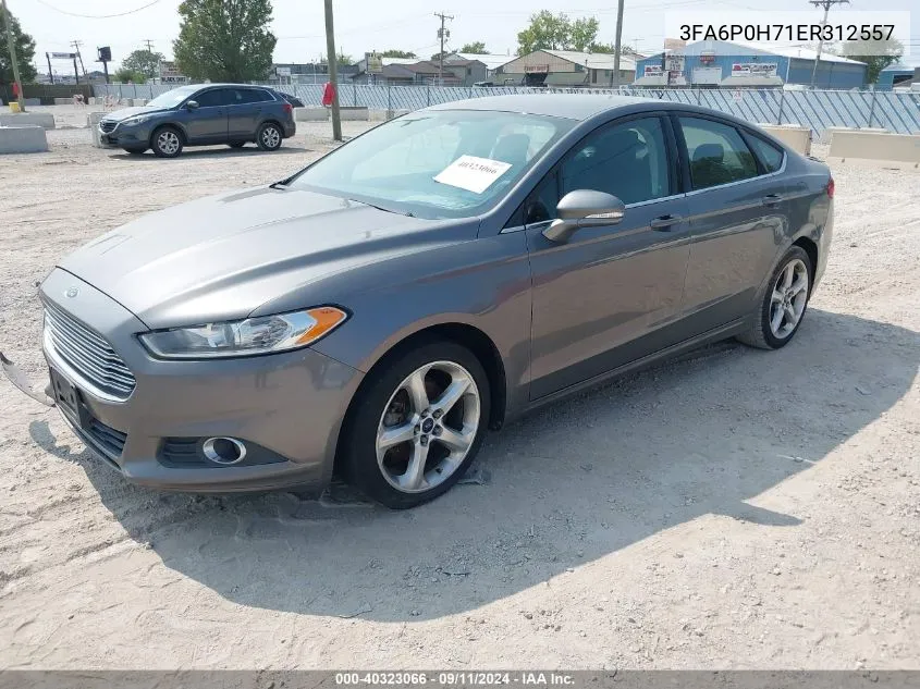 2014 Ford Fusion Se VIN: 3FA6P0H71ER312557 Lot: 40323066