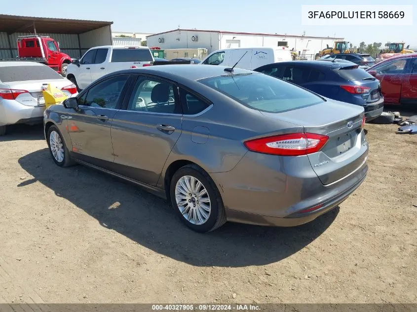 2014 Ford Fusion Hybrid Se VIN: 3FA6P0LU1ER158669 Lot: 40327905