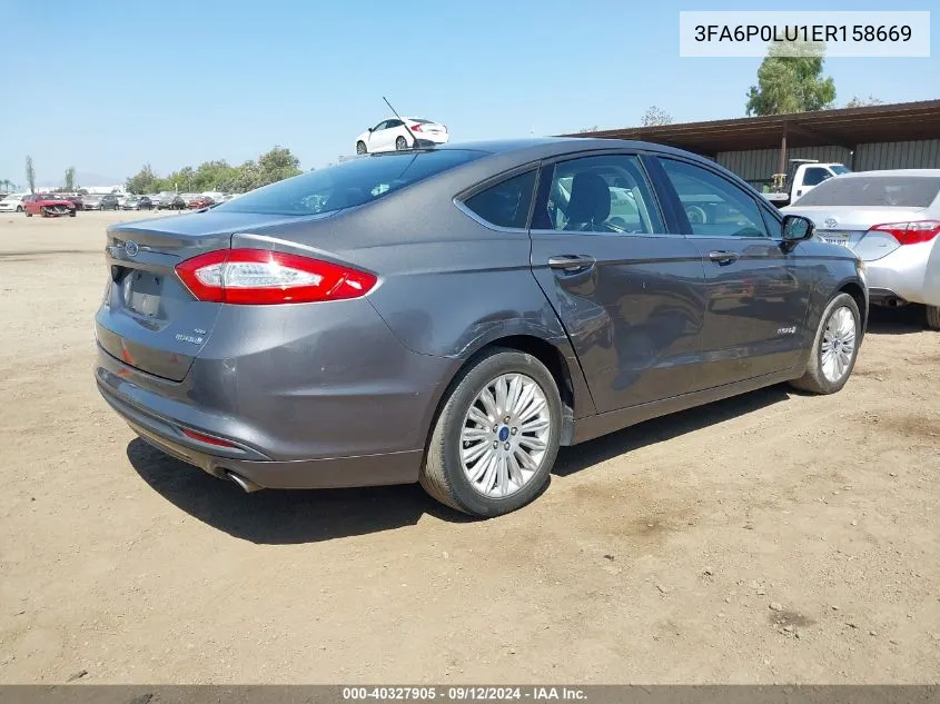 3FA6P0LU1ER158669 2014 Ford Fusion Hybrid Se