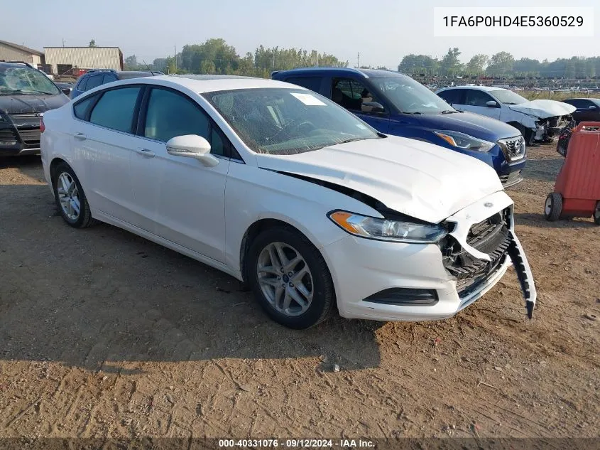 2014 Ford Fusion Se VIN: 1FA6P0HD4E5360529 Lot: 40331076