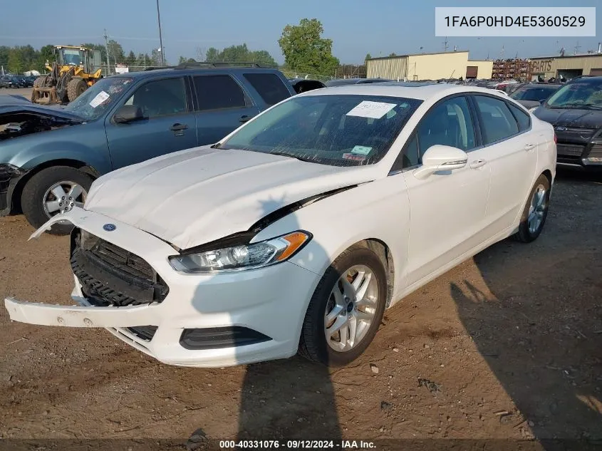 2014 Ford Fusion Se VIN: 1FA6P0HD4E5360529 Lot: 40331076