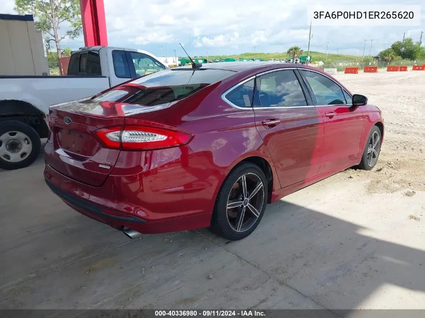 2014 Ford Fusion Se VIN: 3FA6P0HD1ER265620 Lot: 40336980