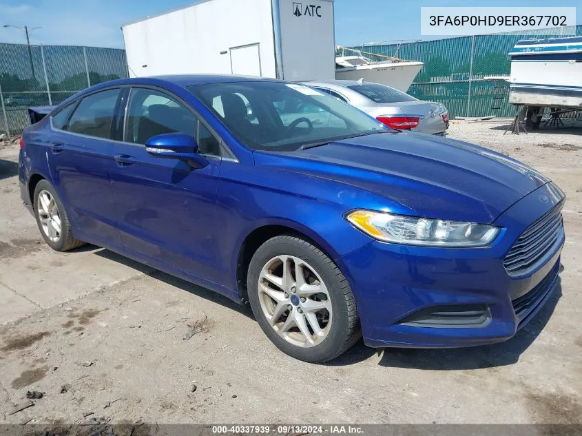 2014 Ford Fusion Se VIN: 3FA6P0HD9ER367702 Lot: 40337939