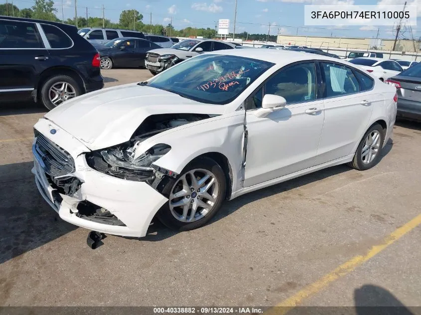 2014 Ford Fusion Se VIN: 3FA6P0H74ER110005 Lot: 40338882