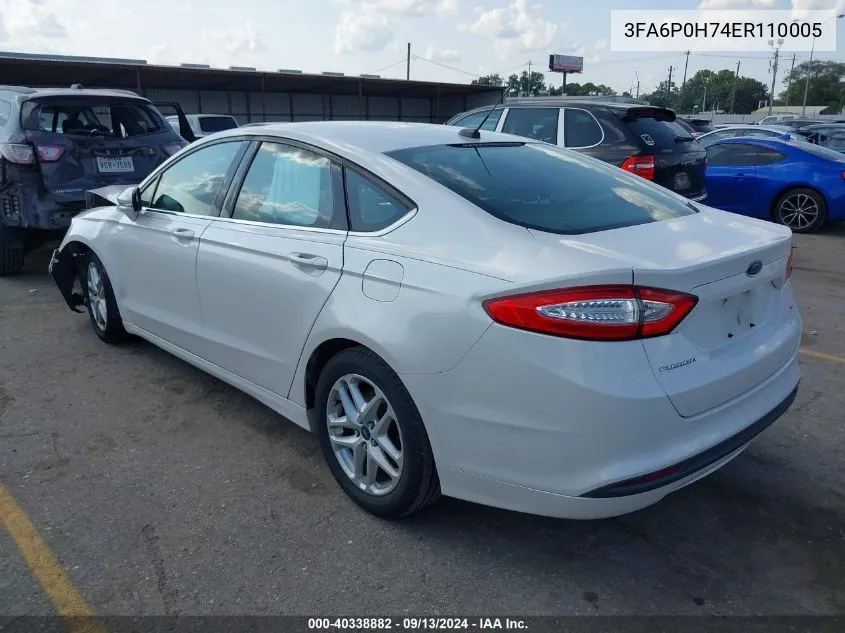 2014 Ford Fusion Se VIN: 3FA6P0H74ER110005 Lot: 40338882