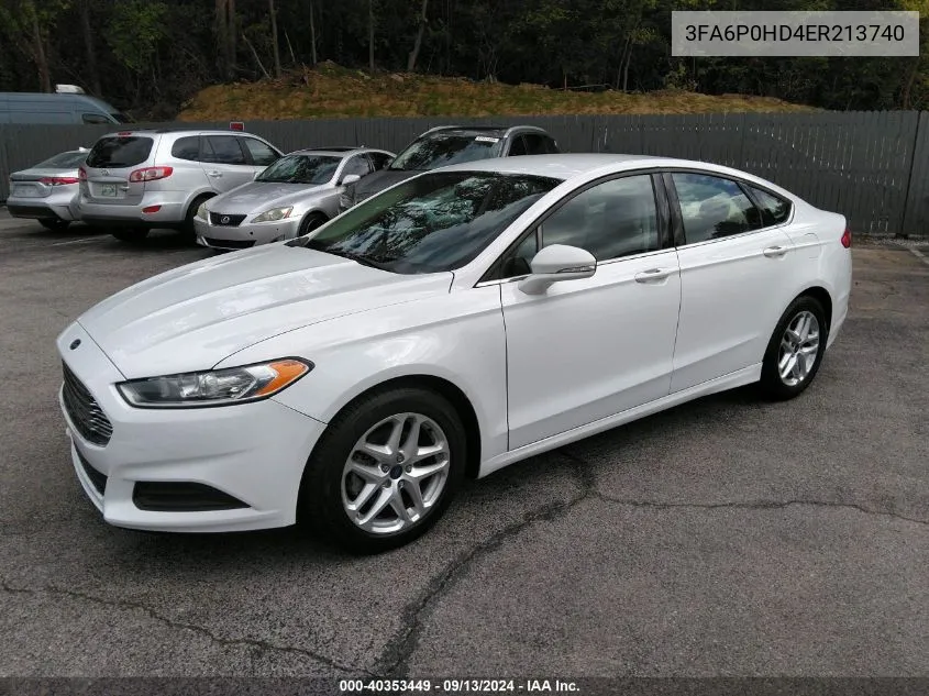 2014 Ford Fusion Se VIN: 3FA6P0HD4ER213740 Lot: 40353449