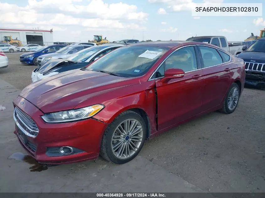 2014 Ford Fusion Se VIN: 3FA6P0HD3ER102810 Lot: 40364928