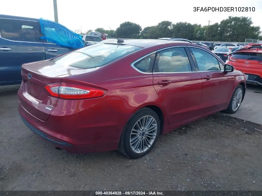 3FA6P0HD3ER102810 2014 Ford Fusion Se