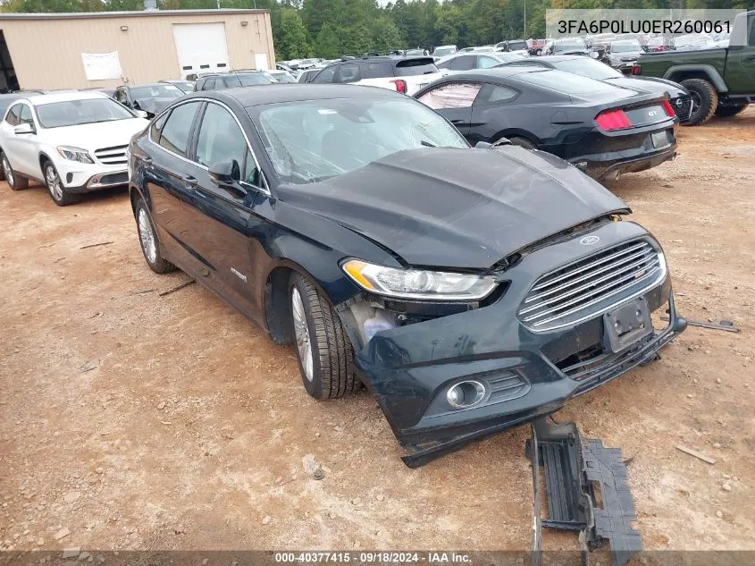 2014 Ford Fusion Se Hybrid VIN: 3FA6P0LU0ER260061 Lot: 40377415