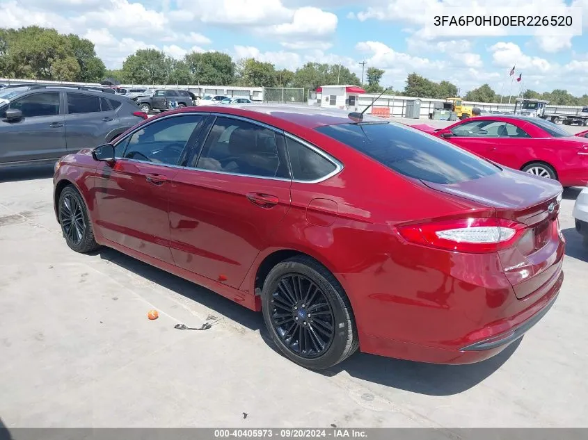 2014 Ford Fusion Se VIN: 3FA6P0HD0ER226520 Lot: 40405973