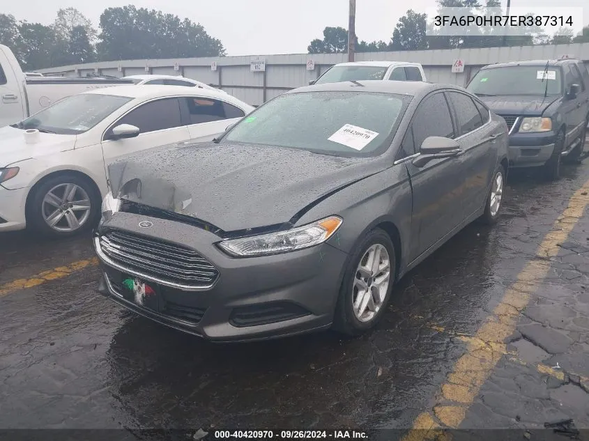 2014 Ford Fusion Se VIN: 3FA6P0HR7ER387314 Lot: 40420970