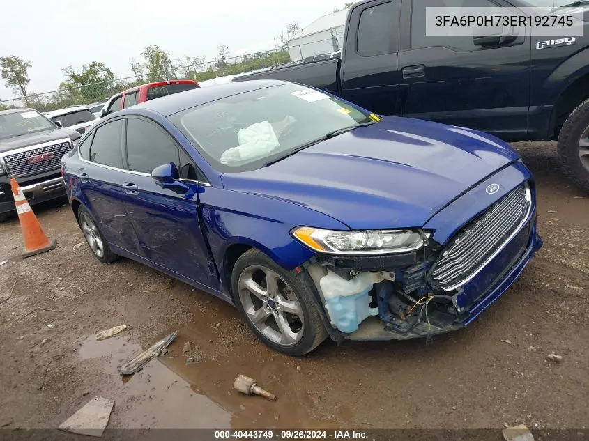 2014 Ford Fusion Se VIN: 3FA6P0H73ER192745 Lot: 40443749