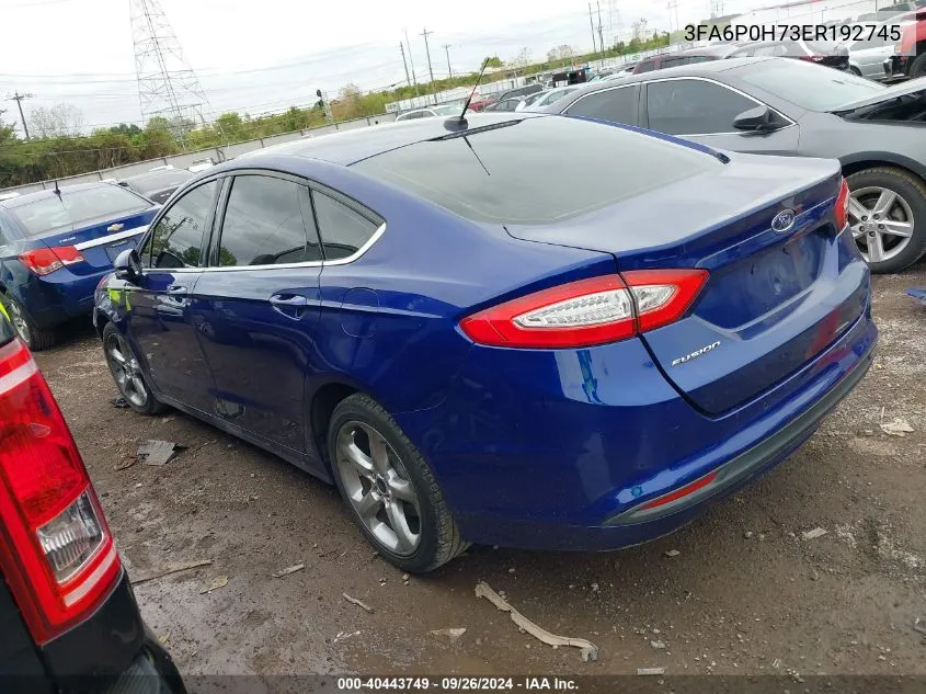 2014 Ford Fusion Se VIN: 3FA6P0H73ER192745 Lot: 40443749