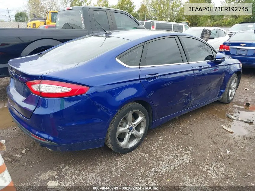 2014 Ford Fusion Se VIN: 3FA6P0H73ER192745 Lot: 40443749