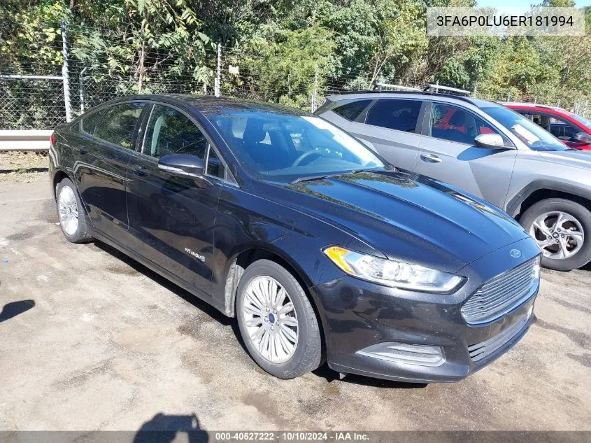 3FA6P0LU6ER181994 2014 Ford Fusion Hybrid Se