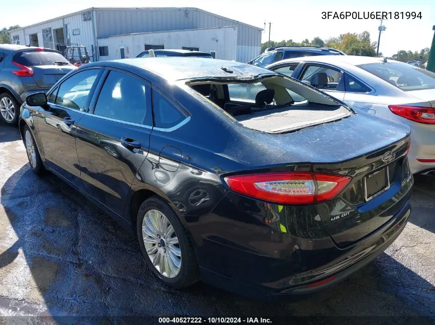 3FA6P0LU6ER181994 2014 Ford Fusion Hybrid Se