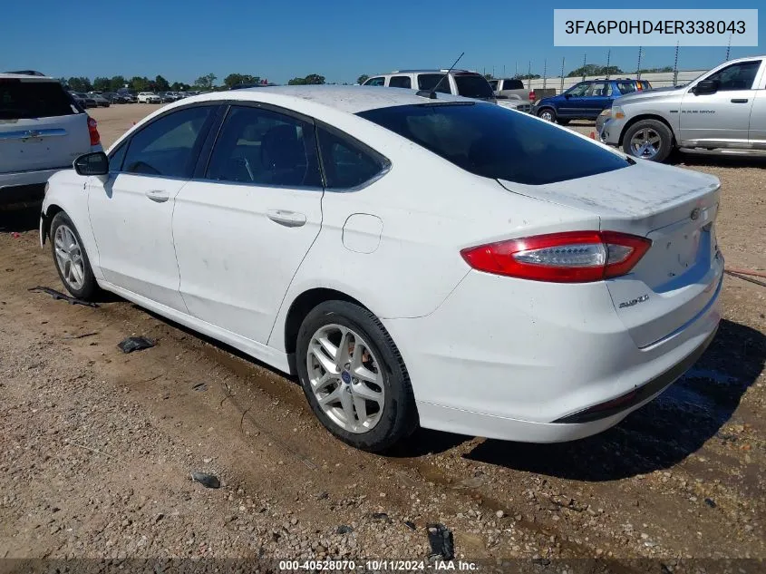 2014 Ford Fusion Se VIN: 3FA6P0HD4ER338043 Lot: 40528070