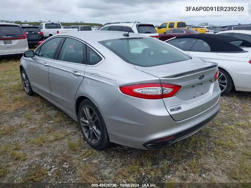 3FA6P0D91ER239259 2014 Ford Fusion Titanium