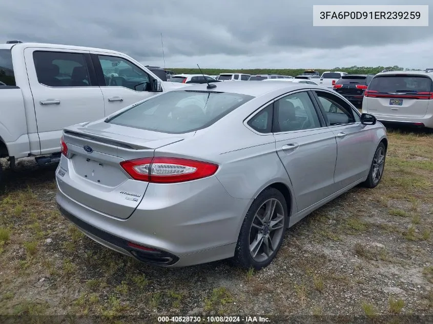 2014 Ford Fusion Titanium VIN: 3FA6P0D91ER239259 Lot: 40528730