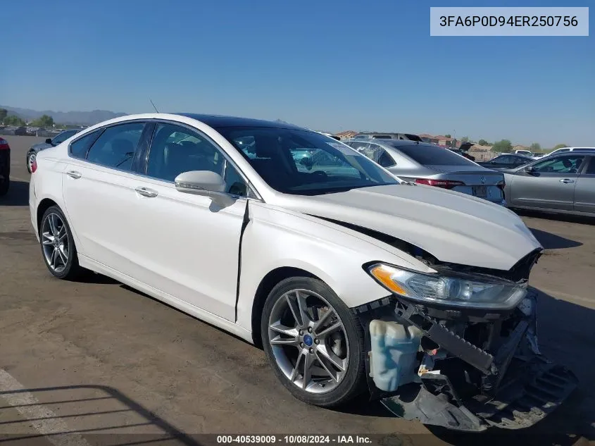 2014 Ford Fusion Titanium VIN: 3FA6P0D94ER250756 Lot: 40539009