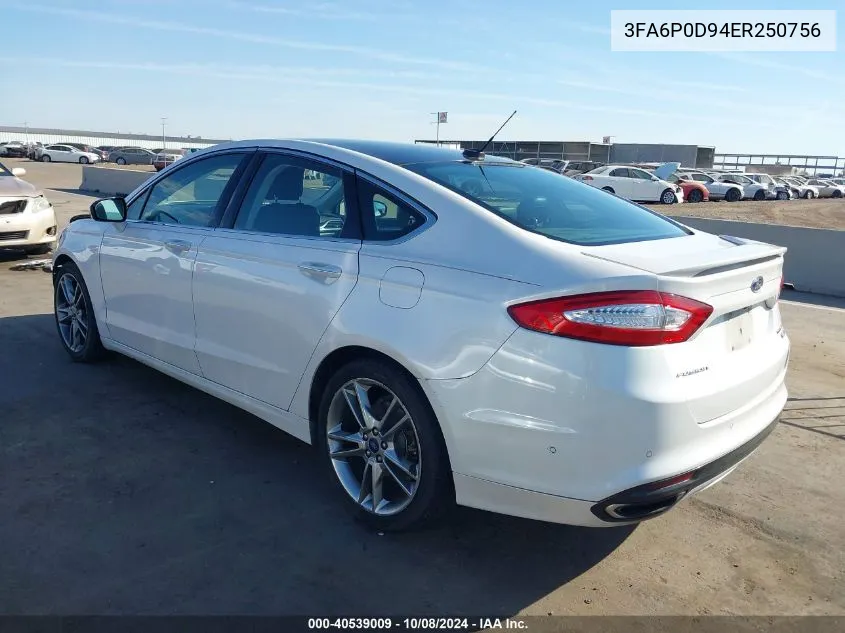 2014 Ford Fusion Titanium VIN: 3FA6P0D94ER250756 Lot: 40539009