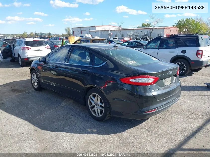 2014 Ford Fusion Se VIN: 3FA6P0HD9ER143538 Lot: 40543821