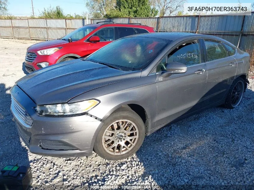 3FA6P0H70ER363743 2014 Ford Fusion Se