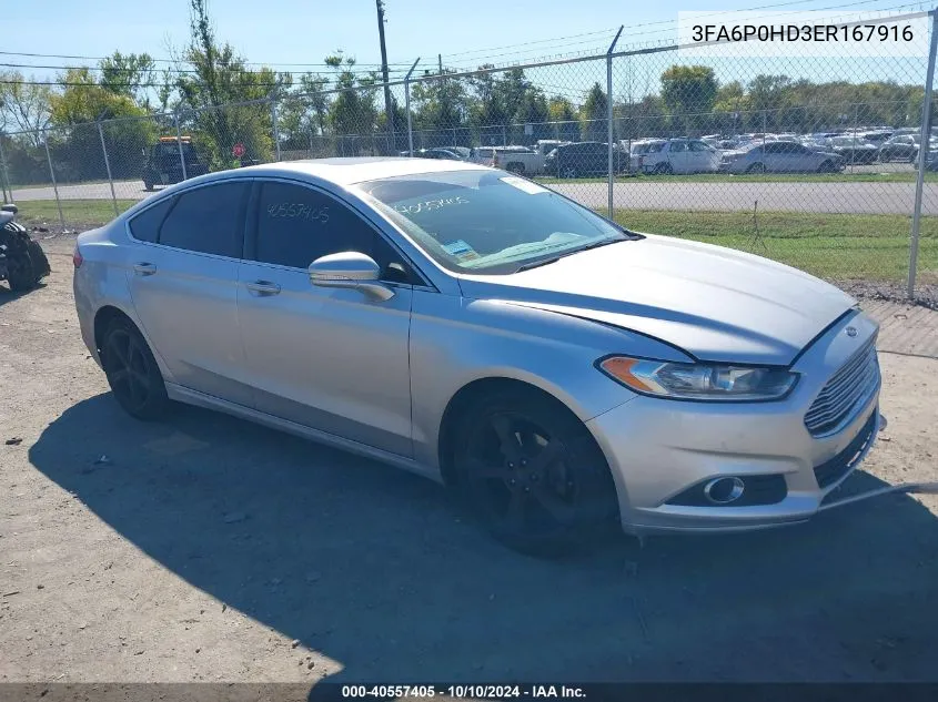 2014 Ford Fusion Se VIN: 3FA6P0HD3ER167916 Lot: 40557405