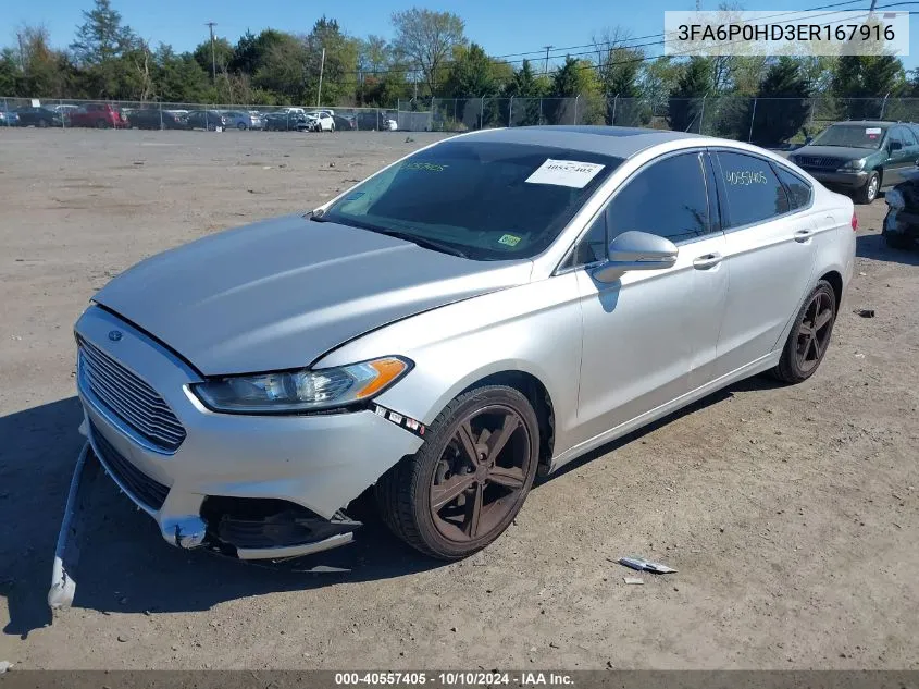 2014 Ford Fusion Se VIN: 3FA6P0HD3ER167916 Lot: 40557405