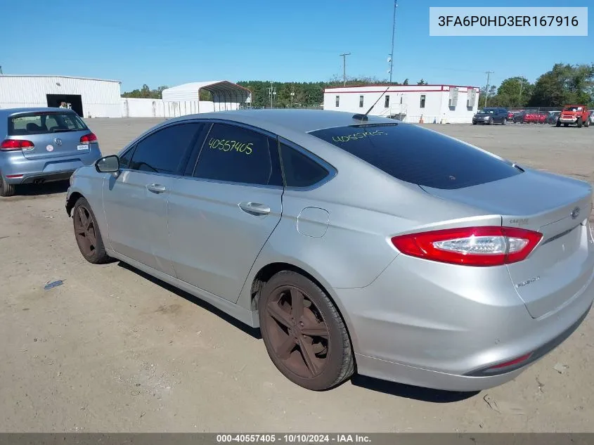 3FA6P0HD3ER167916 2014 Ford Fusion Se